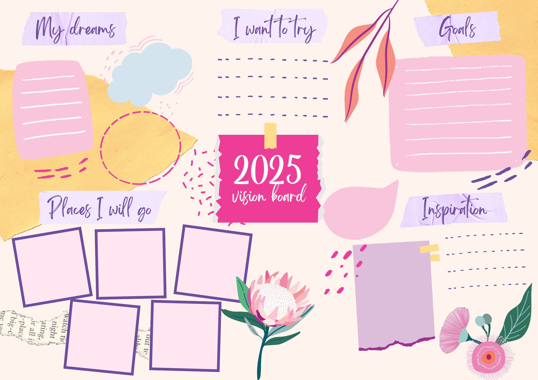 Vision planning template free downloadable Pebbly Path