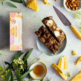 Pebbly Path Honeycomb Highway 100g Rocky Road bar with honeycomb pieces, marshmallows, roasted almonds and gift-ready packaging styled with artisan ingredients